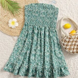 SHEIN Girls Floral Shirred Tube Dress